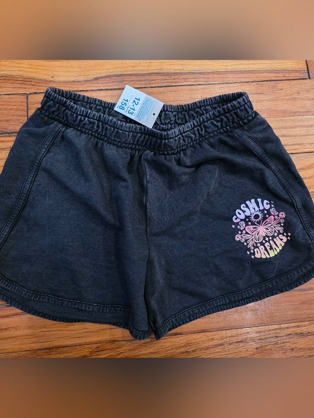 Primark Black Girls Elastic Waist 'Cosmic Dreams' Graphic Shorts